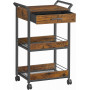 Serveringsvagn 3 Nivåer med Låda Vintage Brun