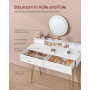 Sminkbord Med Pall och Belysning Vit Guld Rosa 100 x 40 x 134,8 cm