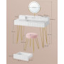 Sminkbord Med Pall och Belysning Vit Guld Rosa 100 x 40 x 134,8 cm