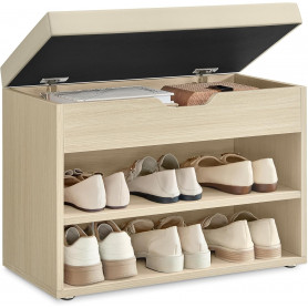 Skobänk med Förvaring och Dyna 60 x 30 x 44 cm Beige