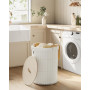 Tvättkorg med Lock Rund, 95L Krämvit