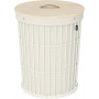 Tvättkorg med Lock Rund, 95L Krämvit