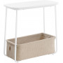 Sidobord Tunn med Tygkorg Vit Beige 30 x 60 x 60 cm