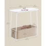 Sidobord Tunn med Tygkorg Vit Beige 30 x 60 x 60 cm