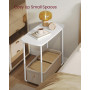Sidobord Tunn med Tygkorg Vit Beige 30 x 60 x 60 cm