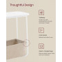 Sidobord Tunn med Tygkorg Vit Beige 30 x 60 x 60 cm