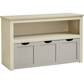 Sidobord Konsol Retro Beige med 3 Stora Lådor Och Öppen Fack 102 x ...