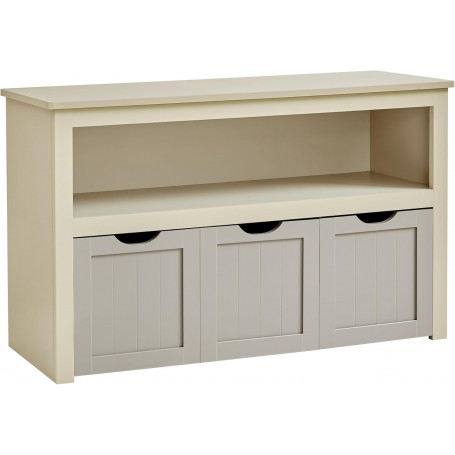 Sidobord Konsol Retro Beige med 3 Stora Lådor Och Öppen Fack 102 x 30 x 60 cm