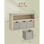 Sidobord Konsol Retro Beige med 3 Stora Lådor Och Öppen Fack 102 x 30 x 60 cm