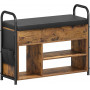 Skobänk 80,6×30×62,5 cm Vintage Brun Sittdyna Förvaring PU-överdrag...