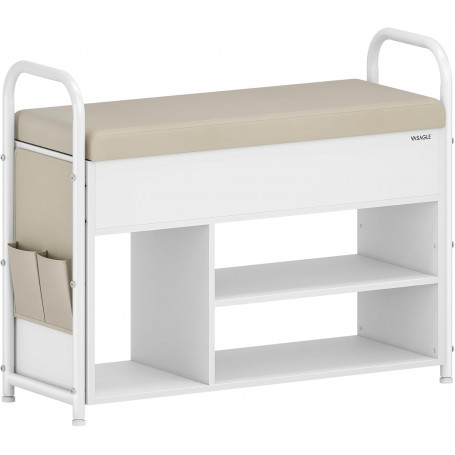 Skobänk med Kudde, Förvaring, Bärhandtag 80,6 cm (B) Vit