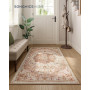 Matta 80 x 150 cm Halkfri Beige Traditionell Vintagestil - Maskintvättbar