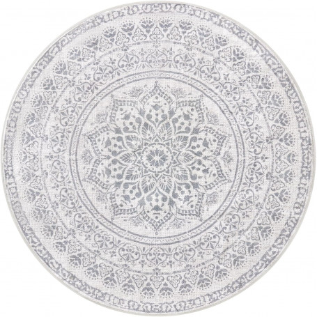 Rund Matta Boho-design 120 cm Halkfri Grå - Maskintvättbar