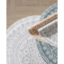 Rund Matta Boho-design 120 cm Halkfri Grå - Maskintvättbar