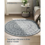 Rund Boho-design Matta 120 cm Halkfri Antracitgrå - Maskintvättbar