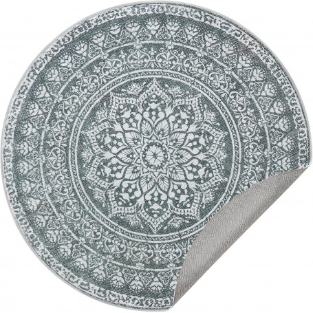 Rund Boho-design Matta 120 cm Halkfri Antracitgrå - Maskintvättbar