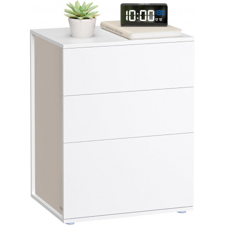 Sängbord med 3 Lådor Matt vit och cappuccino-beige 45 x 35 x 58,7 cm
