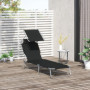 Hopfällbar Solsäng med Solskydd Svart 187 x 58 x 36 cm