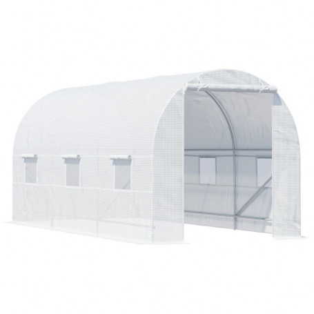 Tunnel Växthus Vit med metallram 4,45 x 2 x 2 m