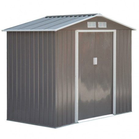 Redskapsbod med Skjutdörrar 2,13 x 1,30 x 1,85 cm Metall grå