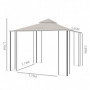 Trädgård Paviljong med Fästmaterial 295 x 295 x 275 cm Beige