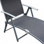 Justerbar Solstol med Kudde Metall och Tyg Grå 137 x 63,5 x 100,5 cm