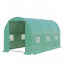 Tunnelväxthus Mesh Fönster Metallram 3,95 x 1,95 x 1,90 m, Grön
