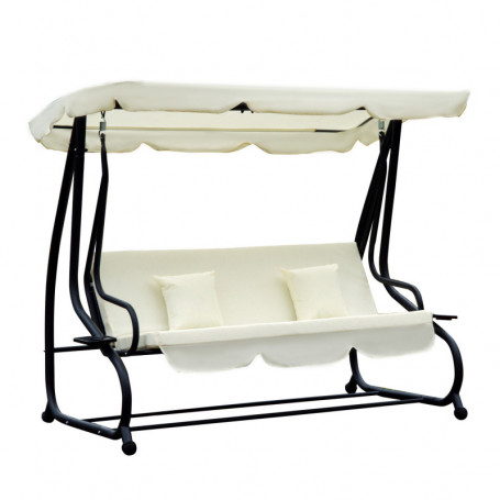 Hammock med Liggfunktion upp till 340 kg 200 x 120 x 164 cm Kräm