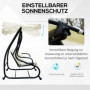 Hammock med Liggfunktion upp till 340 kg 200 x 120 x 164 cm Kräm