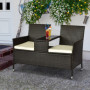 Trädgårdssoffa - Caféset med Bord Metallram 133 x 63 x 84 cm Brun