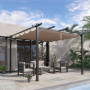 Pergola Kapell med Skjutbart Tak 3 x 3 x 2,23 m Aluminium Grå Brun