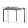 Pergola Kapell med Skjutbart Tak 3 x 3 x 2,23 m Aluminium Grå Brun