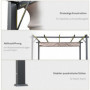 Pergola Kapell med Skjutbart Tak 3 x 3 x 2,23 m Aluminium Grå Brun