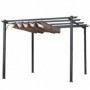 Pergola Kapell med Skjutbart Tak 3 x 3 x 2,23 m Aluminium Grå Brun