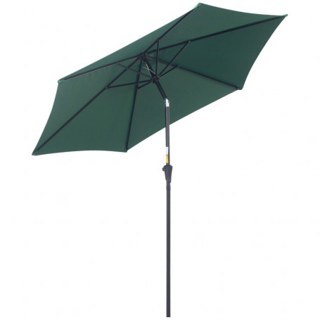 Hopfällbart Parasoll med Handvev Aluminium ∅2,6 x 2,35 m Mörkgrön