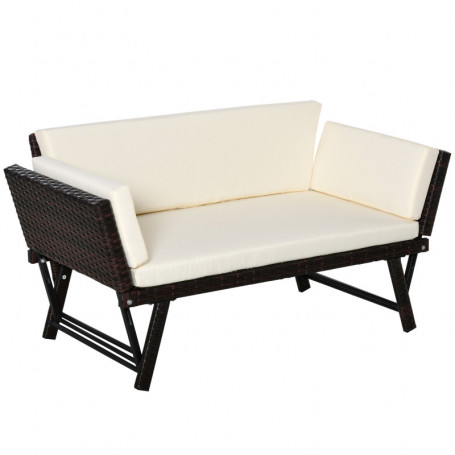 Trädgårdssoffa 2-sits Fällbara Armstöd 129 x 63 x 67 cm Brun