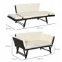Trädgårdssoffa 2-sits Fällbara Armstöd 129 x 63 x 67 cm Brun