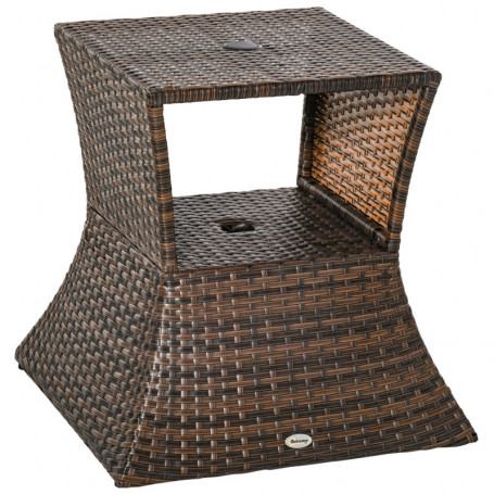 Trädgårdsbord med Parasollhåll 54 x 54 x 55 cm Brun Rotting
