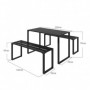 Utegrupp Bord med 2 Bänkar Svart Metall