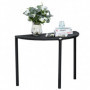 Balkongbord Halvrunda Rottting 100 x 50 x 74 cm Svart