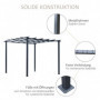 Pergola med Tak Spaljé Metall Svart 2,97 x 2,95 x 2,3 m