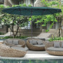 Double Parasol med handvev Mörkgrön Oval 460 x 270 x 240 cm