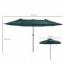 Double Parasol med handvev Mörkgrön Oval 460 x 270 x 240 cm