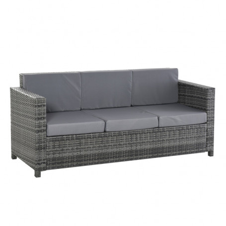 Trädgård Soffa 3-sits Metallram Grå 185 x 70 x 80 cm