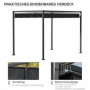 Pergola med Skjuttak 298 x 213 x 221 cm Metall Svart