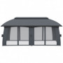 Paviljong XL med Nät Mörkgrå, 3 x 6 x 3 m