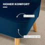 Soffa Retrodesign 2-sits Blå Sammet, Träben 117 x 56,5 x 77 cm