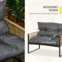 Loungeset 4 delar, Soffa, 2 Stolar, Bord med Glasskiva, Metallram