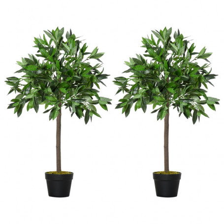 2 st Konstgjorda Växter Lagerträd 90 cm (H) Grön