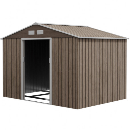 Redskapsbod med Skjutdörrar - Metall 2,7 x 1,9 x 1,9 m Brun